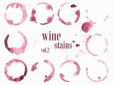 Set of wine stains and splatters. Vector illustrationのイラスト素材