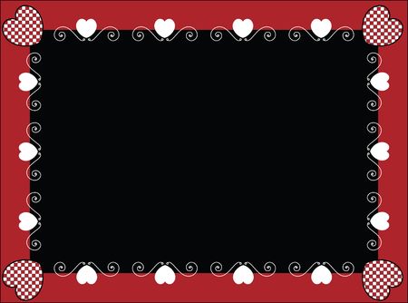 Valentine frame or tag with black copy space and gingham hearts.の写真素材