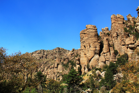 Near Organ Pipe rock hoodoos formation in Bonita Canyon, Chiricahua National Monument near Wilcox, in southern Arizona, USA.の写真素材