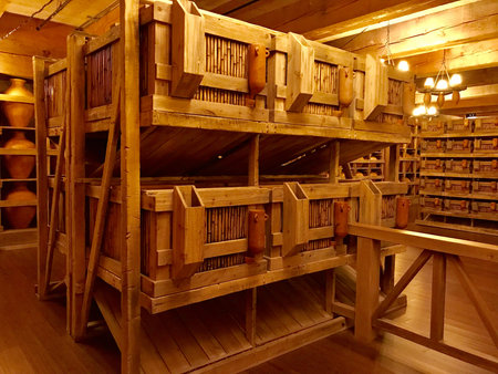 Williamstown, KY, USA - November 3, 2017:   Animal cages inside the Noah's ark replica at the Ark...