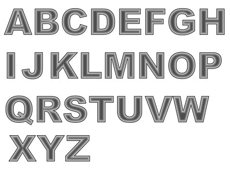 Vector font. Alphabet letters isolated on white background. Grayscale 3d font.のイラスト素材