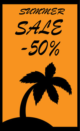 Vector banner with summer sale. Buisness label sale with palm.のイラスト素材