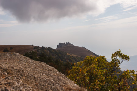 Rocks at the top of the Demerdzhi mountain rangeの写真素材