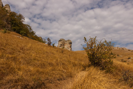 The trail at the top of the Demerdzhi mountain rangeの写真素材