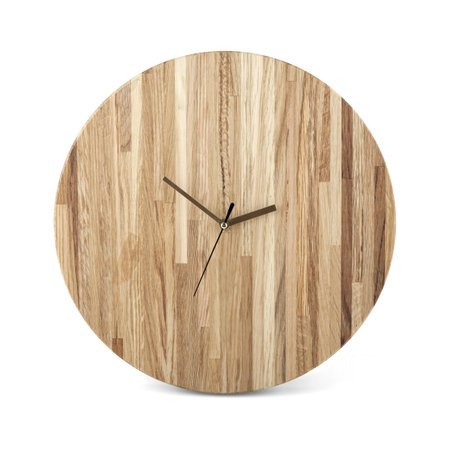 Wooden round wall watch - clock isolated on white background