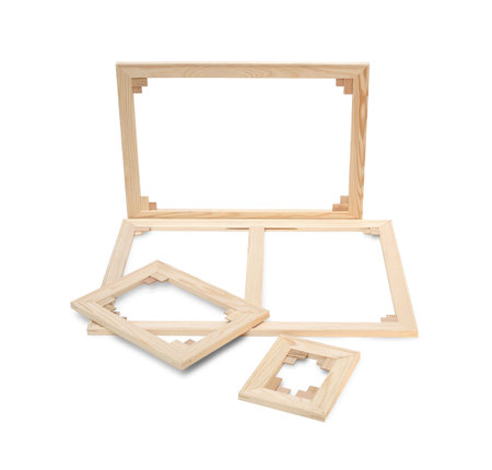 Gallery wrap stretcher bar frames with low riser isolated on white