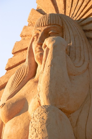 Woman sand statue - Sand statues exhibition in Burgas, Bulgariaのeditorial素材