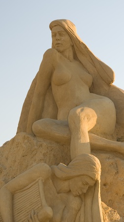 sea girl statue - Sand statues exhibition in Burgas, Bulgariaのeditorial素材
