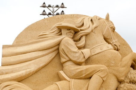 BURGAS, BULGARIA - JULY 2011:Zorro on the Sand Sculptures festival in Burgas.The participants are from eight countries: Russia, Ukraine, Latvia, Poland, Bulgaria, Czech Republic, Australia.のeditorial素材