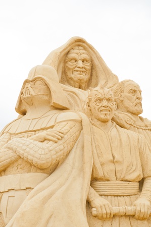 BURGAS, BULGARIA - JULY 2011: Star Wars on the Sand Sculptures festival in Burgas.The participants are from eight countries: Russia, Ukraine, Latvia, Poland, Bulgaria, Czech Republic, Australia.のeditorial素材