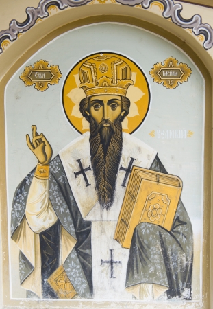 Wall Painting - Saint Basil the Great - Church in Hissar, Bulgarianのeditorial素材