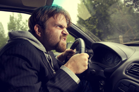 humor man driving a car