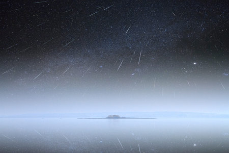 fog over the sea and the island.