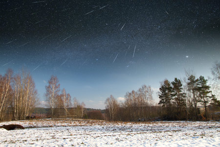 starry sky in winter. 