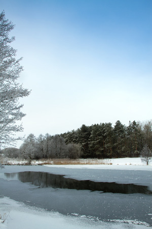 winter river at night. の写真素材