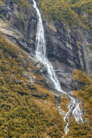 waterfalls northern Norwegian fjords. の写真素材