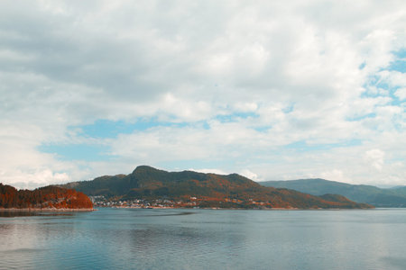 Geiranger autumn. scenic landscapes of the northern Norwegian fjords. の写真素材