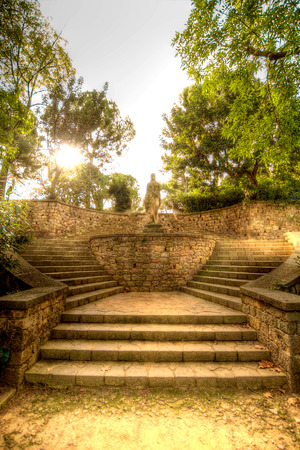 beautiful scenic parks in Barcelona. solar Cataloniaの写真素材