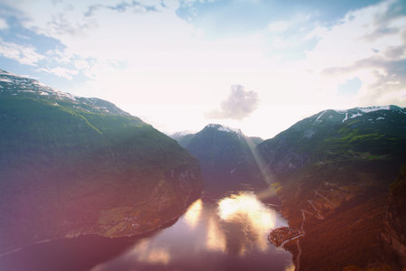 scenic landscapes of the northern Norwegian fjords.の写真素材