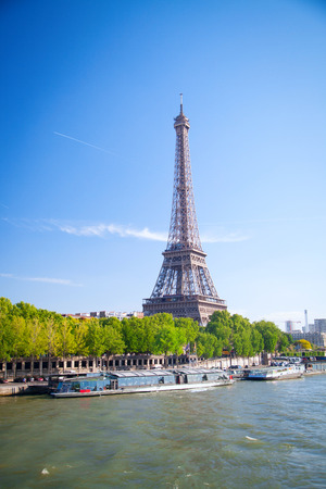 Eiffel Tower in Paris on a sunny summer day.の写真素材