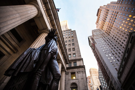 George Washington statue in front of the Federal Hall National memorial in New York City