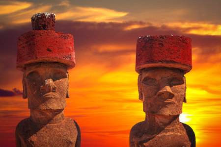 Moais at Ahu Tongariki (Easter island, Chile)の写真素材