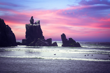 rocky coast along the ocean. Peruの写真素材