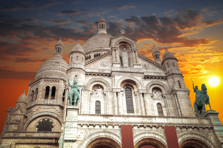 Montmartre Paris. Basilica of the Sacred Heart of Jesusの写真素材
