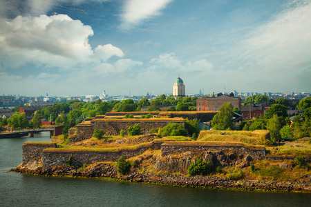 Scenic summer aerial view of Suomenlinna (Sveaborg) sea fortress in Helsinki, Finlandの写真素材