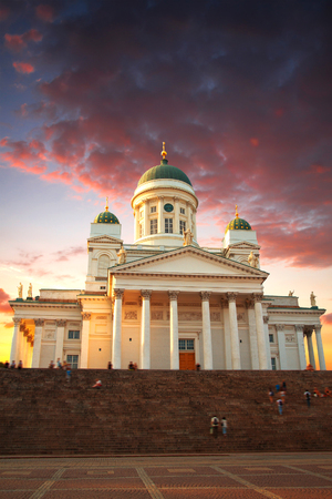 Lutheran cathedral in the Old Town of Helsinki, Finlandの写真素材