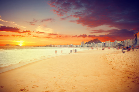Scenic view of Copacabana Beach with skyline of Rio de Janeiro Brazilの写真素材