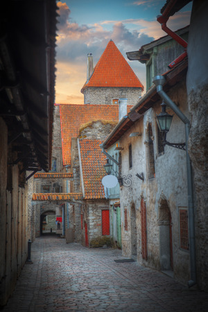 St. Catherine's Passage in Tallinn, Estonia. medieval city in Europeの写真素材