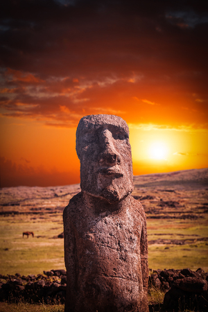 Moais at Ahu Tongariki (Easter island, Chile)の写真素材