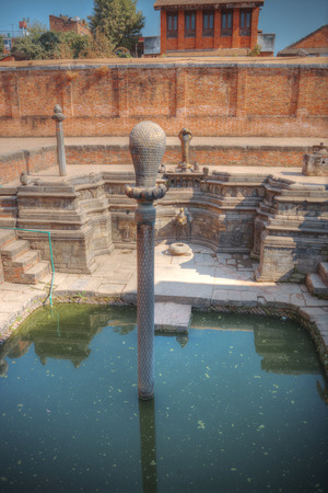 snake pit. hindu mythology in the water reservoirs in Bhaktapur Durbar square , Kathmandu, Nepal,Asiaの写真素材