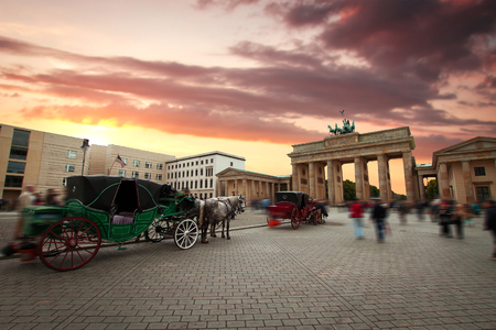 Brandenburg Gate - an architectural monument in the heart of Berlin's Mitte district.の写真素材