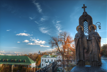 View of Kiev Pechersk Lavra, the orthodox monastery included in the UNESCO world heritage list. Ukraineのeditorial素材