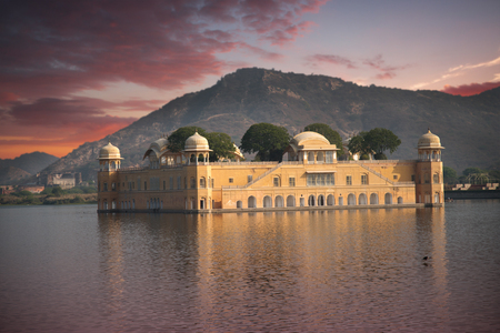 Jaipur. Water Palace in the middle of the lakeの写真素材