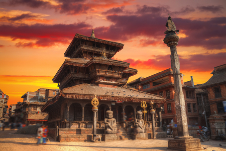 Temples of Durbar Square in Bhaktapur, Kathmandu valey, Nepal.の写真素材