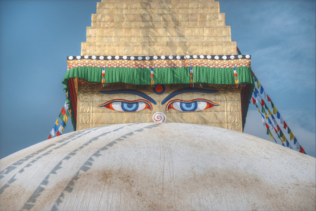 Evening view of Bodhnath stupa .  Kathmandu .  Nepalの写真素材