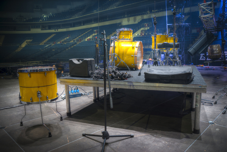 Technical preparation for the big concert indoors. Backstageの写真素材