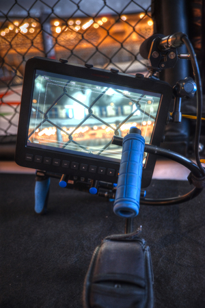 Concert in the closed hall with a picture on TVの写真素材