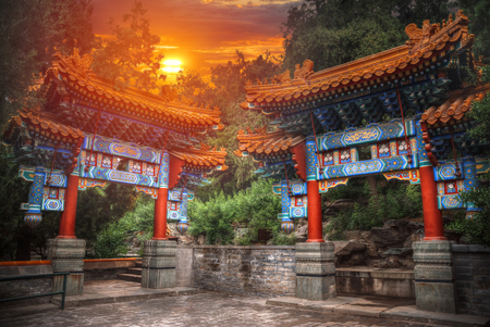 Beihai Park is the imperial garden to the north-west of the Forbidden City in Beijing. Chinaの写真素材