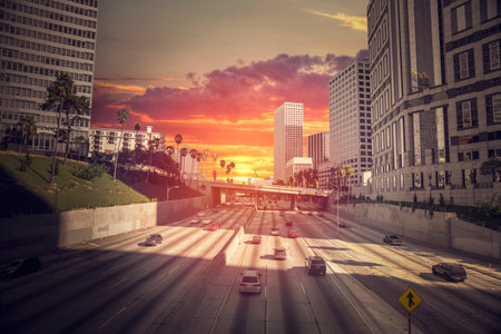 Los Angeles views of the road and the city