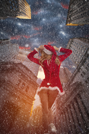 Sexy Santa before the new year. Times Square Manhattan New York all the ads deleted USの写真素材