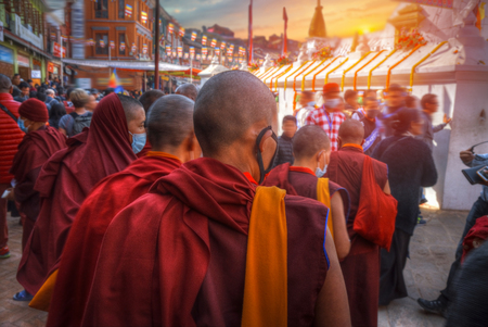 NEPAL, KATHMANDU - DEC 23, Boudhanath stupa -23th of December 2016. Opening of Bodnath stupa in Kathmandu (Nepal)のeditorial素材