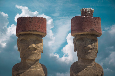 Moais at Ahu Tongariki (Easter island, Chile)の写真素材