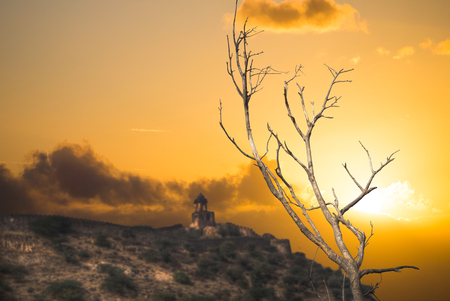 Amber Fort or Amer - fortified residence of Raja . Black goat.の写真素材
