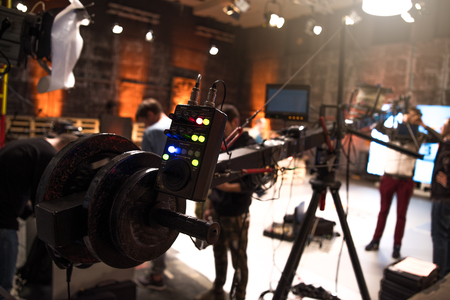 TV camera in recording and live studioの写真素材