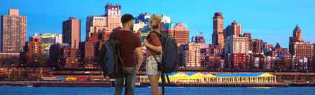 married couple of tourists travel to New York. USAの写真素材