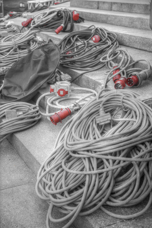 preparation of a stage for a concertの写真素材